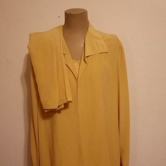 Vintage Silk boutiqueYellow long sleeve button up - Picture 5 of 12